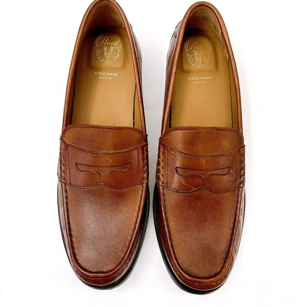 Cole Haan “GRAND OS” Pinch Maine Classic Penny Loafers Size 13 Brown Leather$325